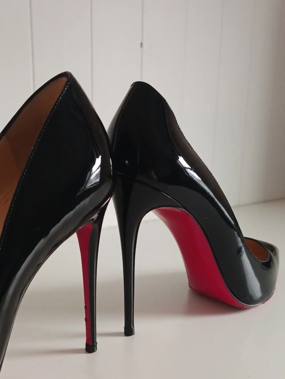 CHRISTIAN LOUBOUTIN PIGALLE FOLLIES PATENT LEATHER PUMPS